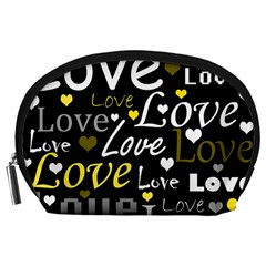 Yellow Love pattern Accessory Pouches (Large) 