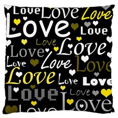 Yellow Love pattern Large Flano Cushion Case (Two Sides)