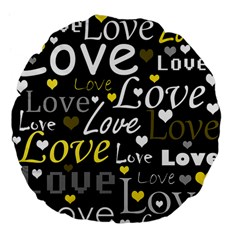 Yellow Love pattern Large 18  Premium Flano Round Cushions