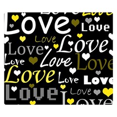 Yellow Love pattern Double Sided Flano Blanket (Small) 