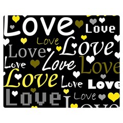 Yellow Love pattern Double Sided Flano Blanket (Medium) 