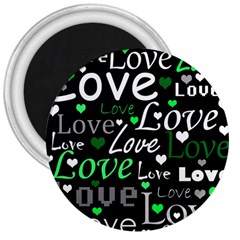 Green Valentine s Day Pattern 3  Magnets by Valentinaart