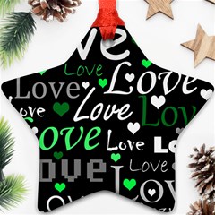 Green Valentine s Day Pattern Ornament (star)  by Valentinaart