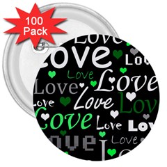 Green Valentine s Day Pattern 3  Buttons (100 Pack)  by Valentinaart