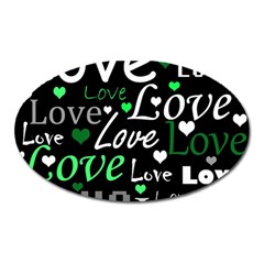 Green Valentine s Day Pattern Oval Magnet