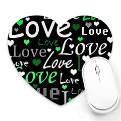 Green Valentine s Day Pattern Heart Mousepads by Valentinaart