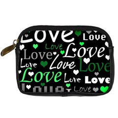 Green Valentine s Day Pattern Digital Camera Cases by Valentinaart