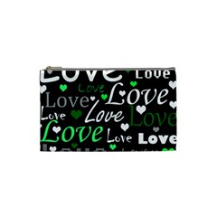 Green Valentine s Day Pattern Cosmetic Bag (small)  by Valentinaart