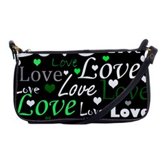 Green Valentine s Day Pattern Shoulder Clutch Bags by Valentinaart