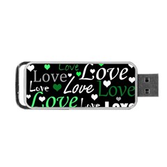 Green Valentine s Day Pattern Portable Usb Flash (two Sides) by Valentinaart