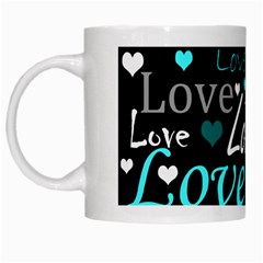 Valentine s Day Pattern - Cyan White Mugs by Valentinaart