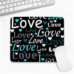 Valentine s Day Pattern - Cyan Large Mousepads by Valentinaart