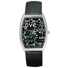 Valentine s Day Pattern - Cyan Barrel Style Metal Watch by Valentinaart