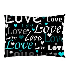 Valentine s Day Pattern - Cyan Pillow Case (two Sides) by Valentinaart