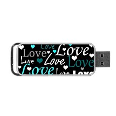 Valentine s Day Pattern - Cyan Portable Usb Flash (one Side) by Valentinaart