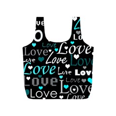 Valentine s Day Pattern - Cyan Full Print Recycle Bags (s)  by Valentinaart