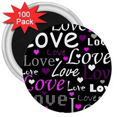 Valentine s Day Pattern - Purple 3  Magnets (100 Pack)