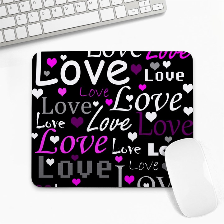 Valentine s day pattern - purple Large Mousepads