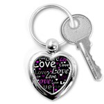 Valentine s day pattern - purple Key Chains (Heart)  Front