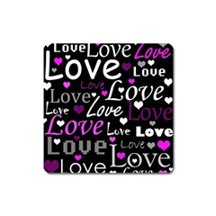 Valentine s Day Pattern - Purple Square Magnet by Valentinaart