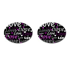 Valentine s Day Pattern - Purple Cufflinks (oval) by Valentinaart