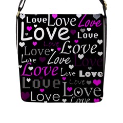 Valentine s Day Pattern - Purple Flap Messenger Bag (l)  by Valentinaart