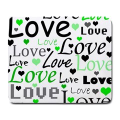 Green  Valentine s Day Pattern Large Mousepads by Valentinaart