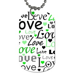 Green  Valentine s Day Pattern Dog Tag (one Side) by Valentinaart