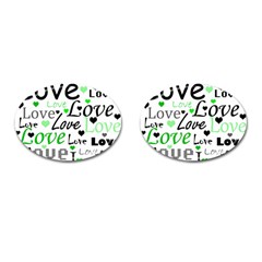 Green  Valentine s Day Pattern Cufflinks (oval) by Valentinaart