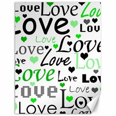 Green  Valentine s Day Pattern Canvas 18  X 24   by Valentinaart