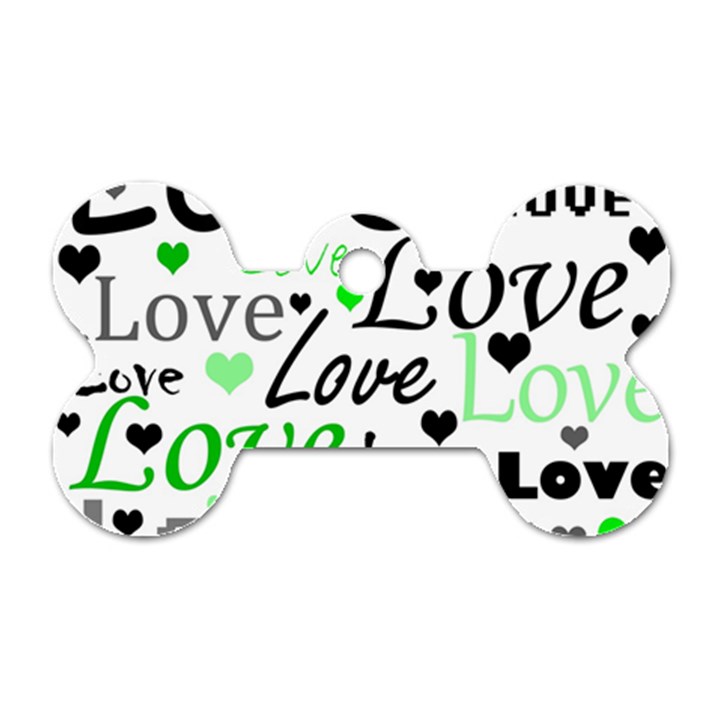 Green  Valentine s day pattern Dog Tag Bone (Two Sides)