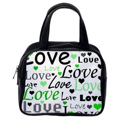 Green  Valentine s Day Pattern Classic Handbags (one Side) by Valentinaart