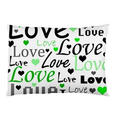 Green  Valentine s Day Pattern Pillow Case by Valentinaart