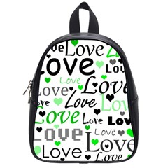 Green  Valentine s Day Pattern School Bags (small)  by Valentinaart