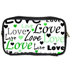 Green  Valentine s Day Pattern Toiletries Bags by Valentinaart