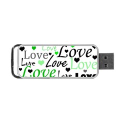 Green  Valentine s Day Pattern Portable Usb Flash (two Sides) by Valentinaart