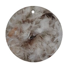 Down Comforter Feathers Goose Duck Feather Photography Ornament (round)  by yoursparklingshop