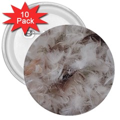 Down Comforter Feathers Goose Duck Feather Photography 3  Buttons (10 Pack)  by yoursparklingshop