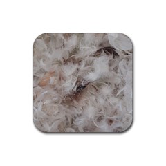 Down Comforter Feathers Goose Duck Feather Photography Rubber Coaster (square)  by yoursparklingshop