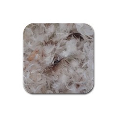 Down Comforter Feathers Goose Duck Feather Photography Rubber Square Coaster (4 Pack)  by yoursparklingshop