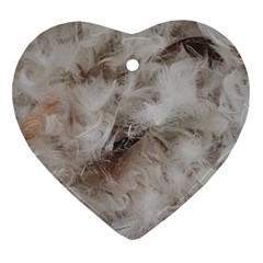 Down Comforter Feathers Goose Duck Feather Photography Heart Ornament (2 Sides) by yoursparklingshop