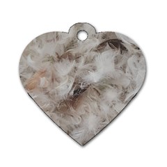 Down Comforter Feathers Goose Duck Feather Photography Dog Tag Heart (one Side) by yoursparklingshop