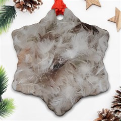 Down Comforter Feathers Goose Duck Feather Photography Snowflake Ornament (2-side) by yoursparklingshop