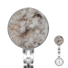 Down Comforter Feathers Goose Duck Feather Photography Stainless Steel Nurses Watch by yoursparklingshop