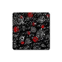 Red Mind Square Magnet by Valentinaart