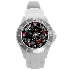 Red Mind Round Plastic Sport Watch (l) by Valentinaart