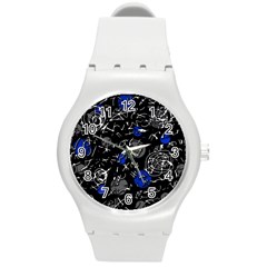 Blue Mind Round Plastic Sport Watch (m) by Valentinaart