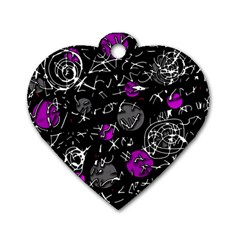 Purple Mind Dog Tag Heart (two Sides) by Valentinaart