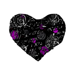 Purple Mind Standard 16  Premium Heart Shape Cushions by Valentinaart