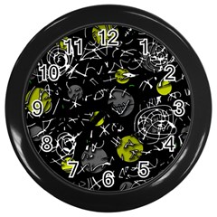 Yellow Mind Wall Clocks (black) by Valentinaart